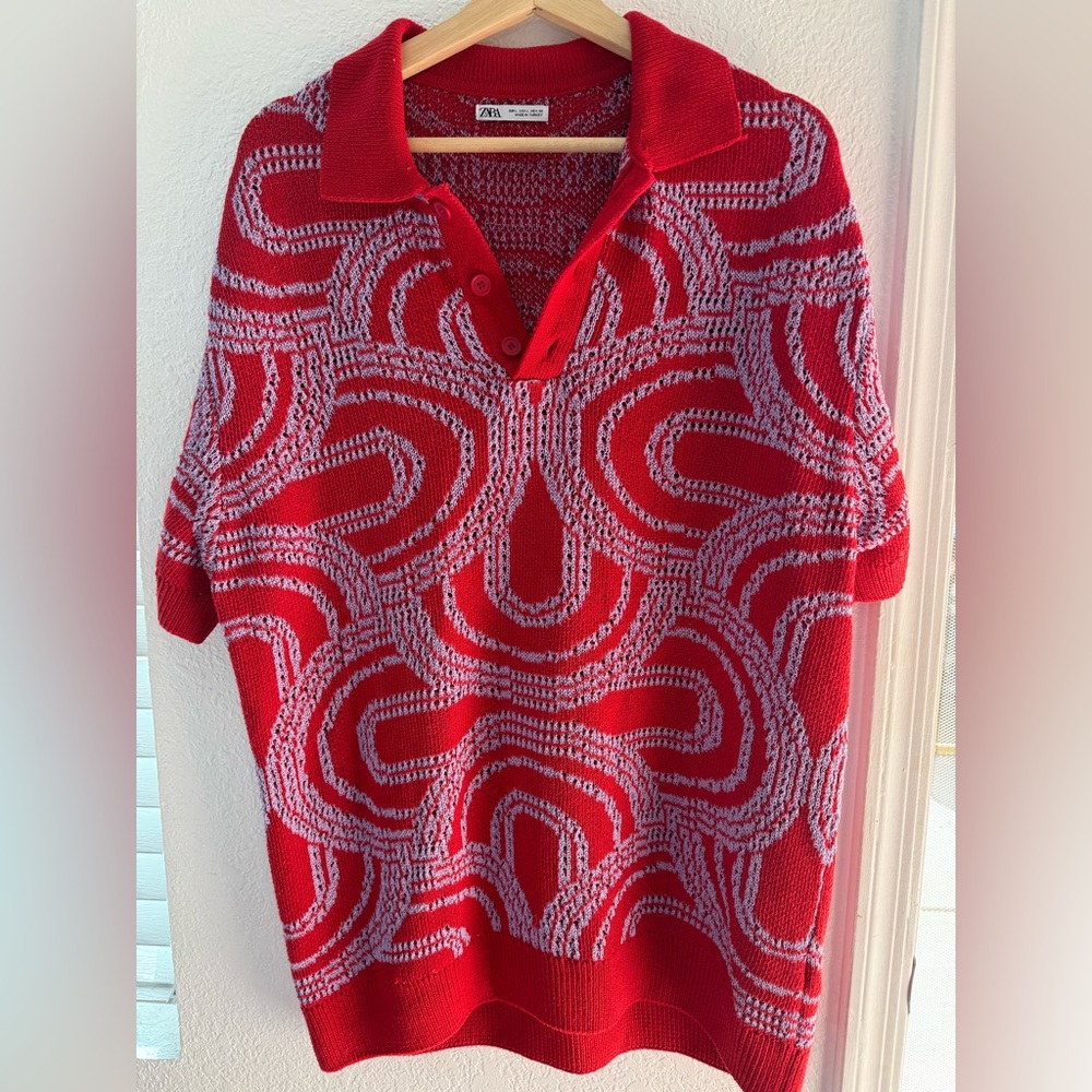 ZARA collared red dress shirt